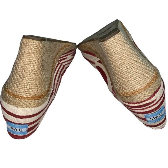 Toms Canvas Espadrille Peep Toe Wedges Size W11 - Picture 3 of 7